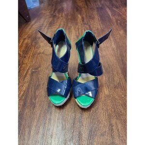 Xhilaration Wedge Heels Blue Green size 5 1/2